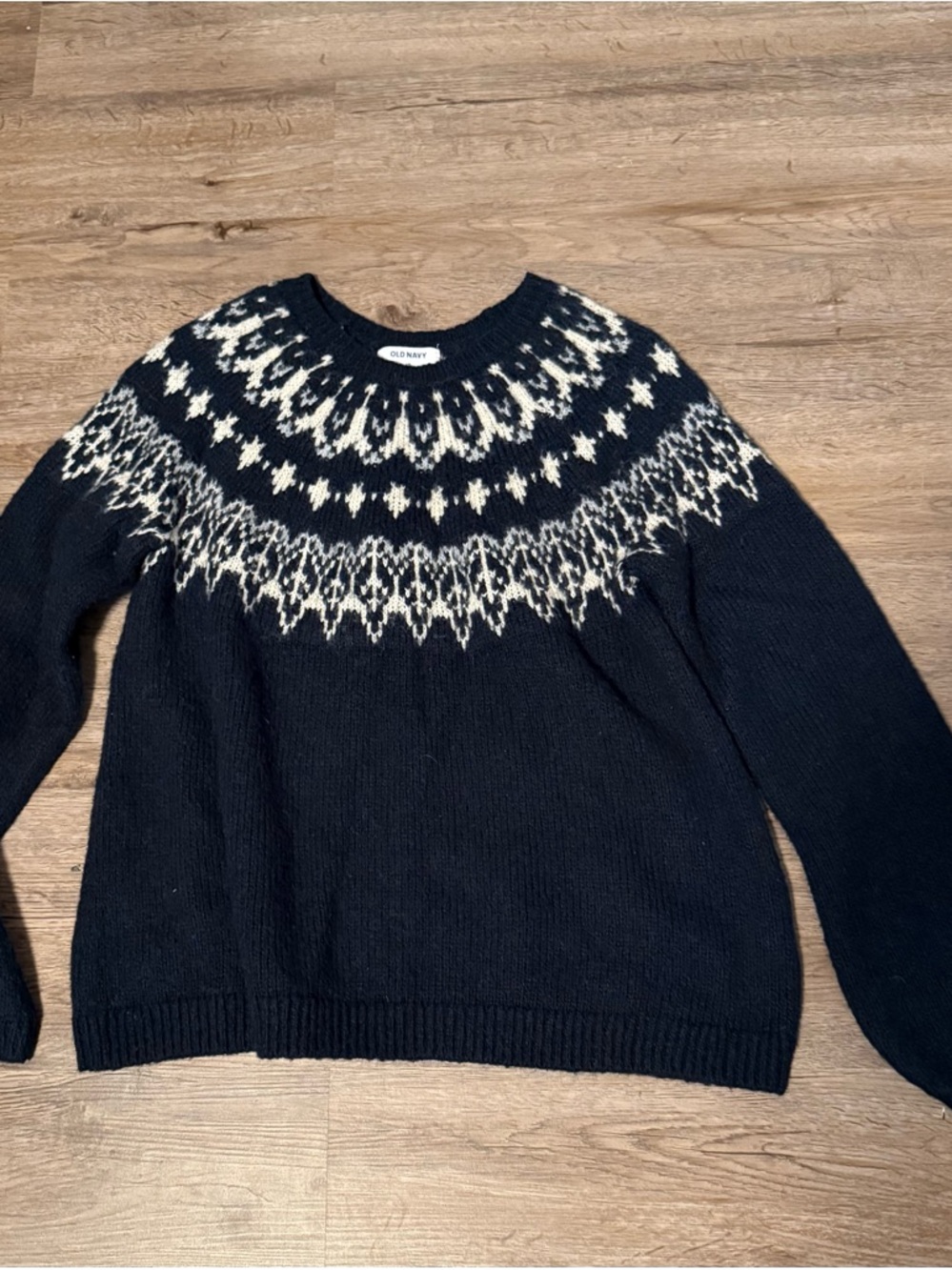 Old Navy Navy Blue And White Fair Isle Sweater